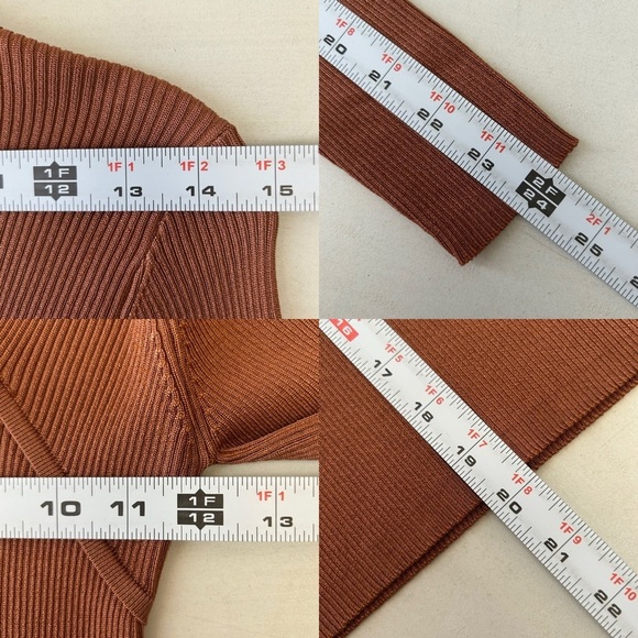 Zara Women’s Ribbed Cut-Out Long Sleeve Knit Top Brown Size Small NWT - Picture 12 of 14